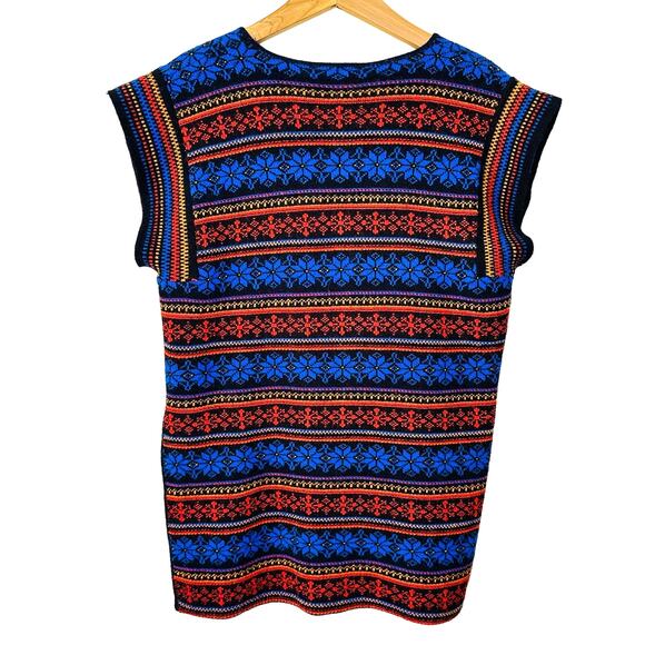 Vintage Union Made USA 70s Tie Front Nordic Short Sleeve Cardigan Sweater - Picture 2 of 5